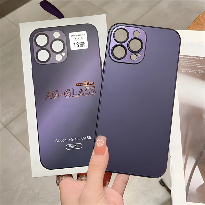 Luxury Matte MagsafeสําหรับIphone 16 15 14 13 12 11 Pro Maxแม่เหล็กแก้วกรณี 14 Plus 16Plusแก้วฟิล์มและฝาครอบ