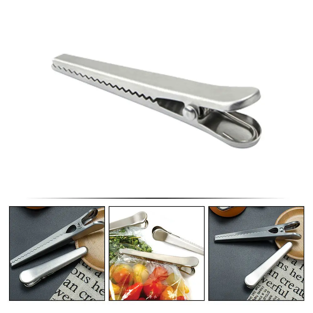 

5Pcs Stainless Steel Alligator Clips Multi-Use Food Bag Sealing Clips for Kitchen Snack Bread Chips Bread Clip
