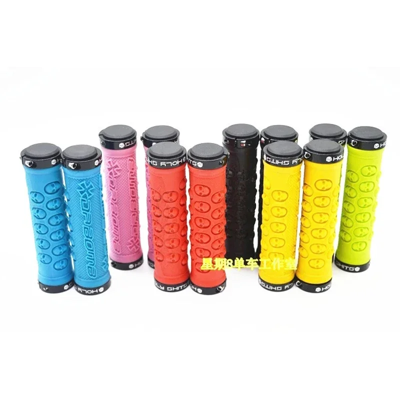 

Skull Design TPR Rubber grip Double Lock-on MTB Fixed Gear Bicycle Black Grips