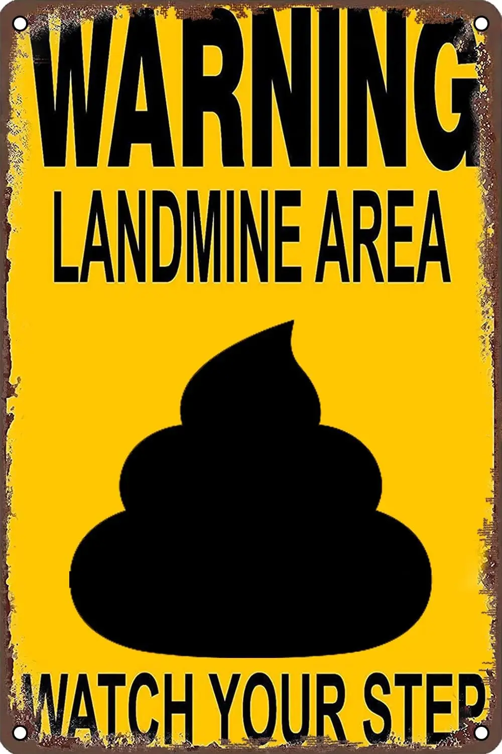 Metal Sign Landmine Poop Warning Funny Decorative Wall Decor for Home Yard Garden Indoor Outdoors Road Sign 12 X 8 INCH