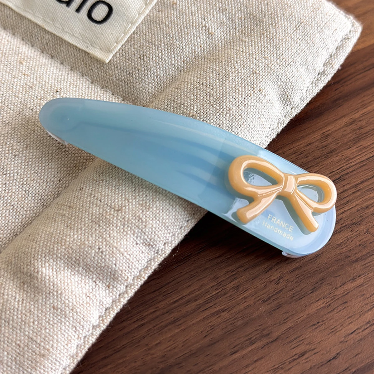 1 Stück koreanische Haarspange aus Acetat mit Kontrast-Schleife, praktische BB-Clip-Haarspange für die Seiten, dreieckige Haarspange – Detail 5