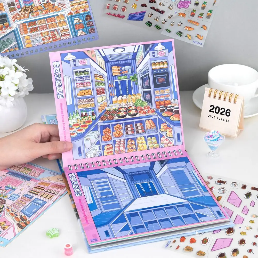 Paper Sticker Book Self Adhesive Cooking Theme Miniature Scene Stickers Creative Airplane Theme Miniature Scene Sticker
