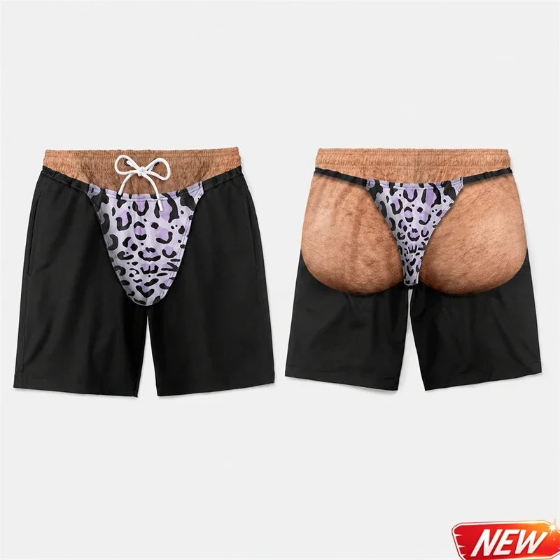 Lustige Badehose für Männer 3D-Druck Leopardenmuster Kunstleder Sommer Urlaub Strandshorts Hawaiianisches Reisegeschenk für Männer Surfbrettshorts – Detail 31