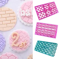 Fondant Embosser，Flower Cookie Cutters Biscuit Molds，Plastic，Brick Pattern，DIY ，Icing Embossing Decorating Cutter，Cake Tools