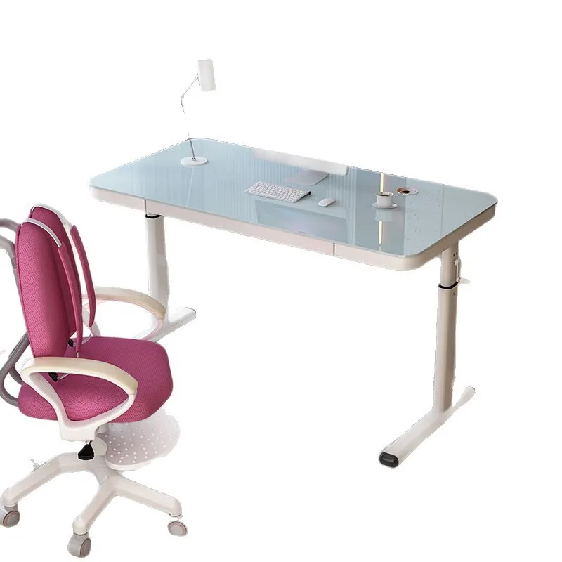 Solid wood study table, liftable, computer desk, household elementary school students