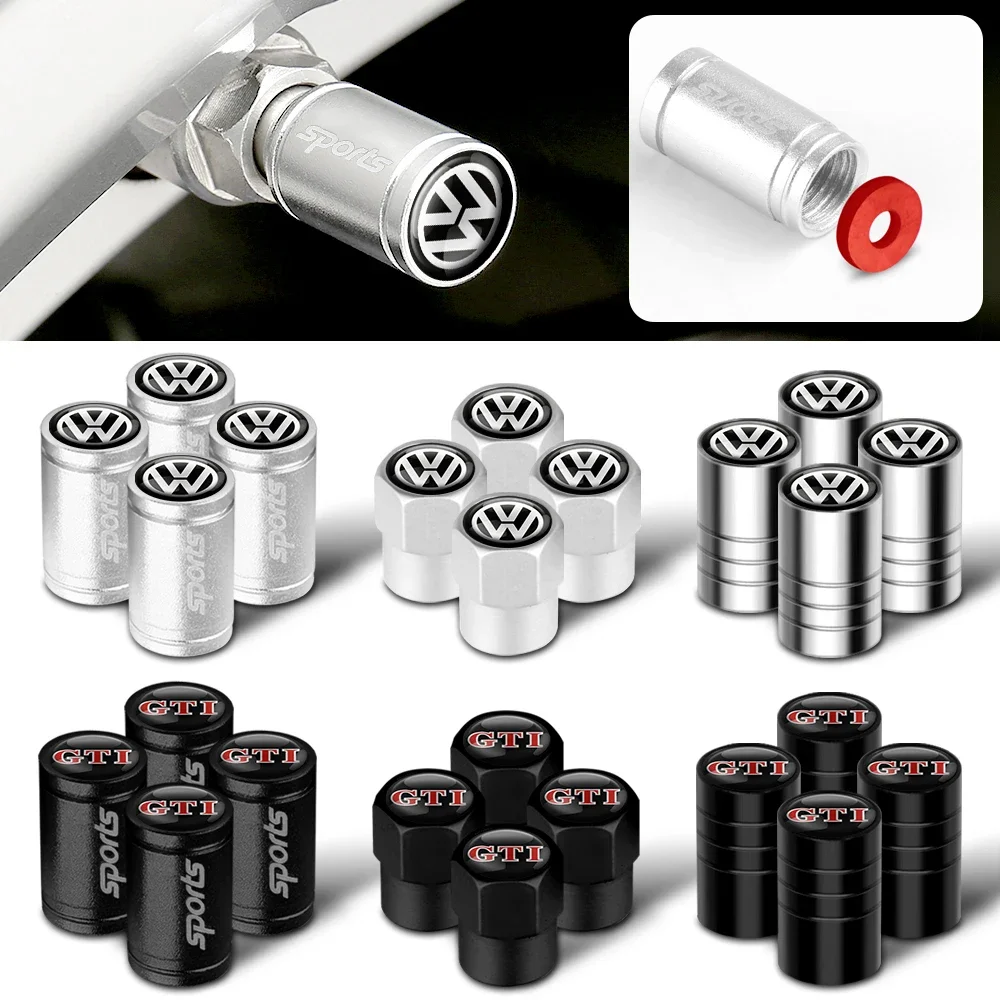 4Pcs Aluminum Alloy Caps Wheel Tire Valve Caps Auto Accessories For Volkswagen VW GTI Scirocco Touareg Passat Polo Touran Tiguan