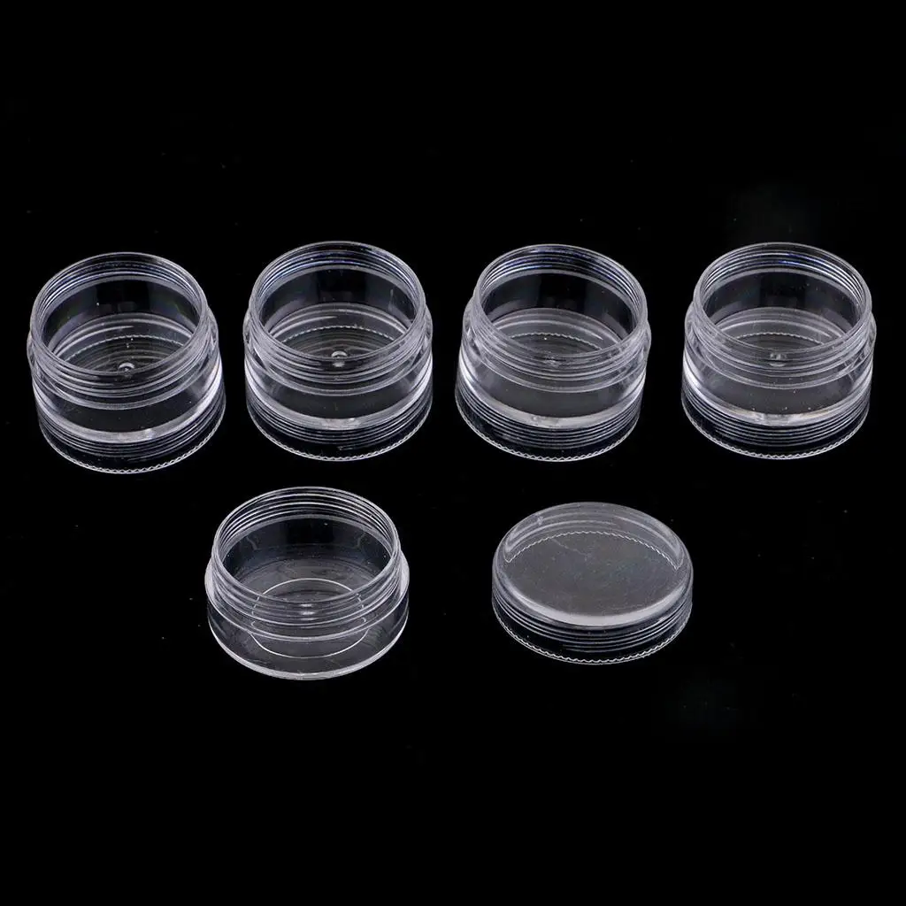 Set of 2 Storage Stackable Screw Containers Transparent 5 Pearls Nail