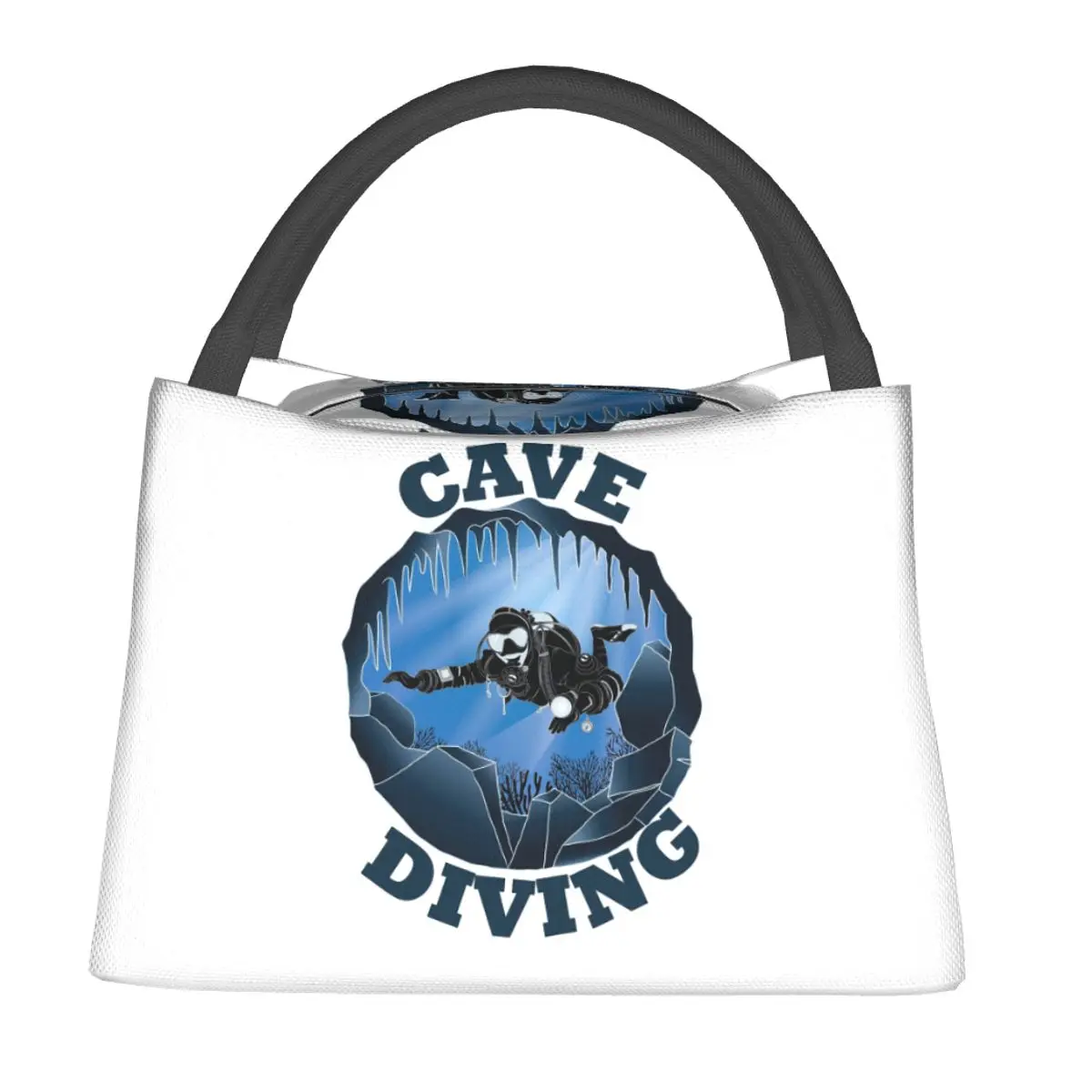 Cave Diving Underwater Scuba Diver Lunch Bags Bento Box Lunch Tote Picnic Bags Cooler Thermal Bag for Woman Children Travel