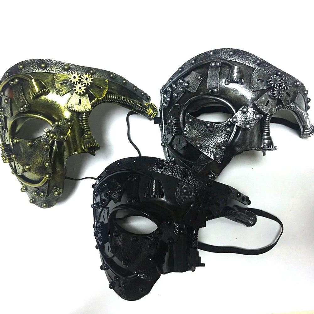 Steampunk  Phantom Masquerade Cosplay Medieval Retro Mask Ball Half Face Men Punk Costume Halloween Party Costume Props