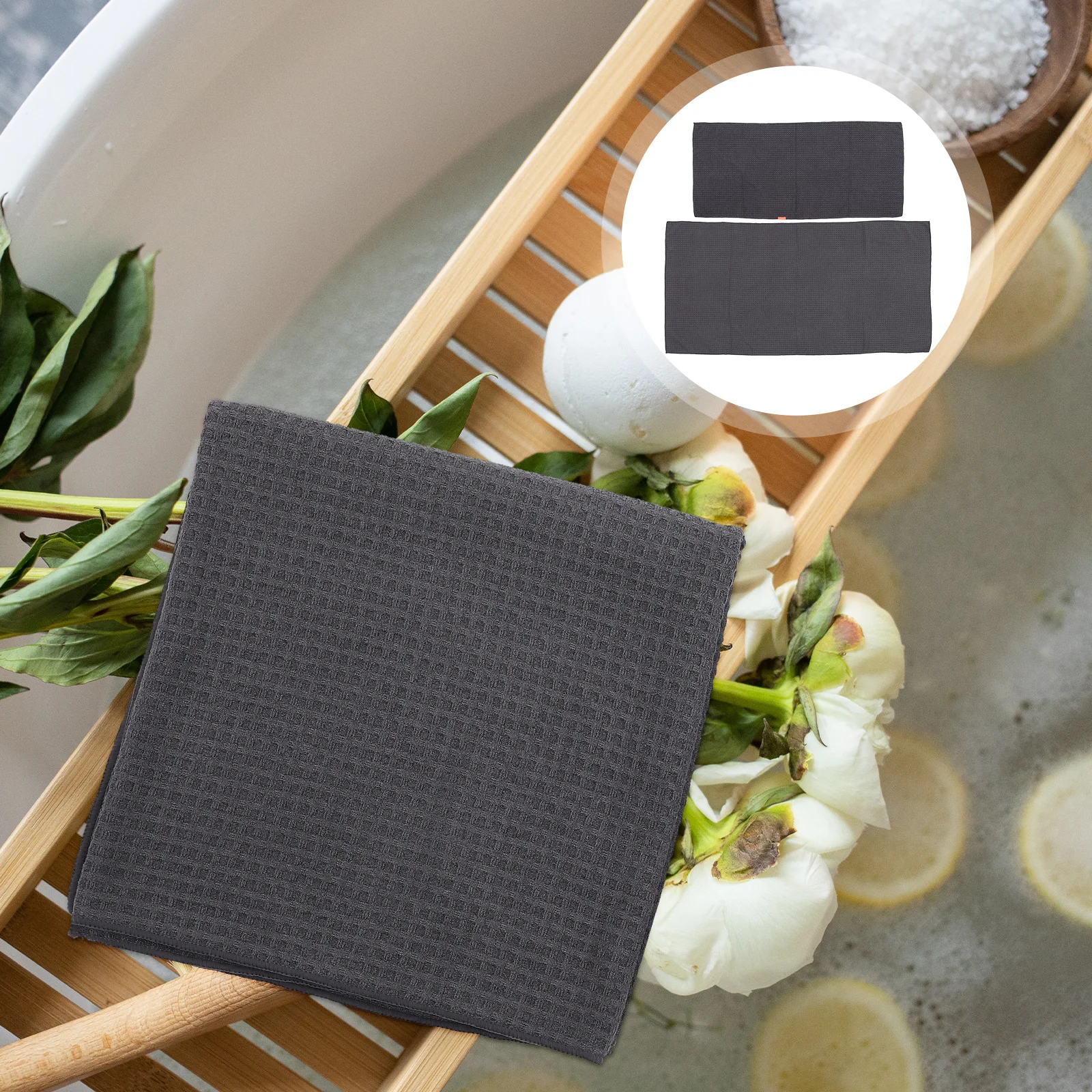 

2Pcs Waffle Bath Towels Thickened Large Quick Dry Multipurpose Soft Absorbent Bath and Bathroom Household Towels