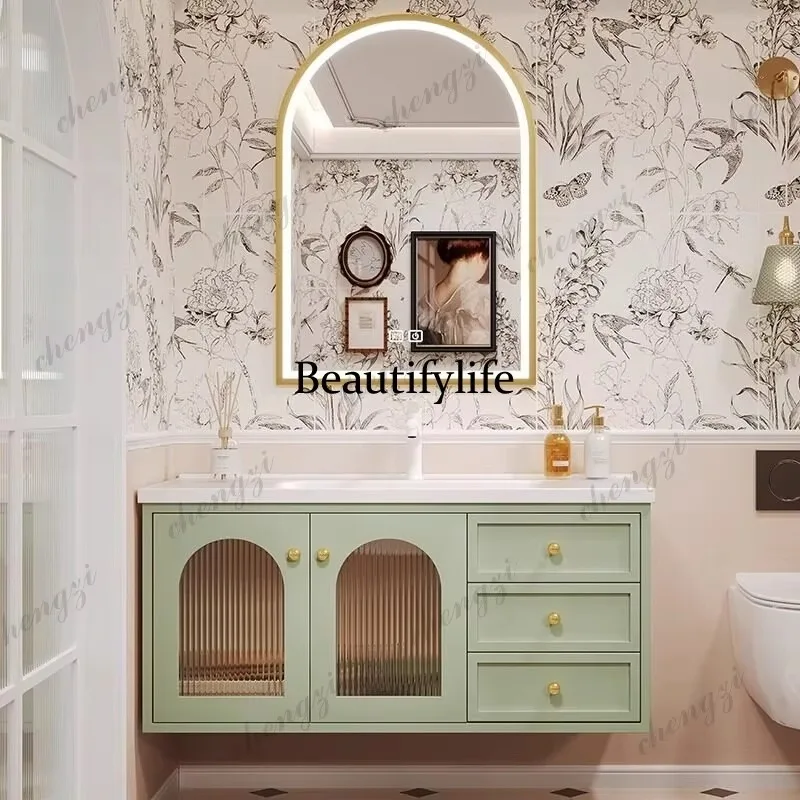 E182 Simple oak paint ceramic integrated bathroom cabinet combined bathroom, washbasin bathroom cabinet