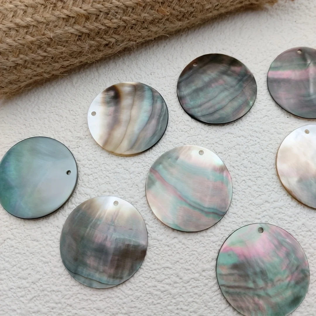 10PCS 30x30mm Natural Mother of Pearl Disc Charms with Single Hole Shell Pendant Hawaiian Polynesia Tonga Samoa Jewellery