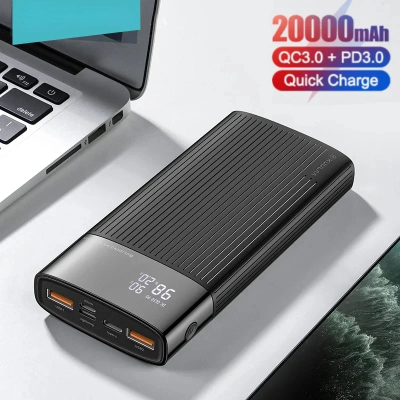 20000mAh Power Bank QC PD 3.0 Fast Charging External Battery Portable Charger Powerbank For iPhone 16 15 Xiaomi Samsung Adult T