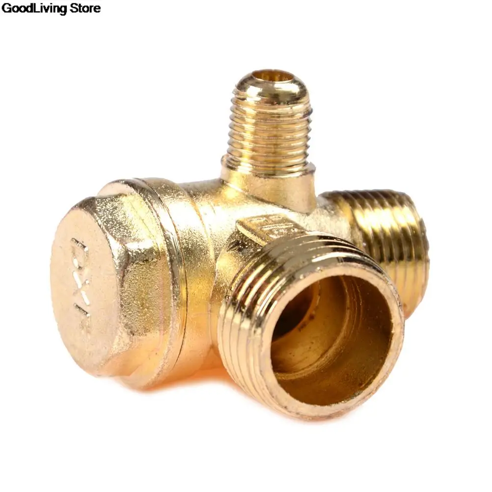 3 Port Alloy Central Pneumatic Valves Air Compressor Check Valve Thread 90 Degree DIY Home Tools