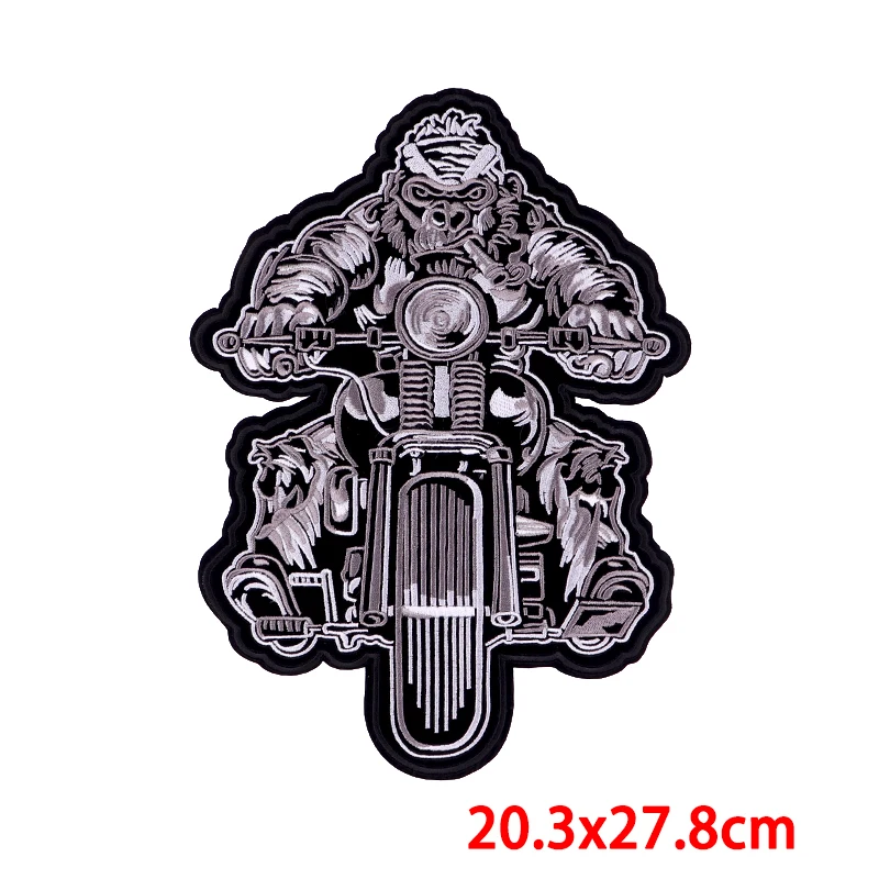 Moto Biker ricamo Patch teschio ferro su toppe per abbigliamento Punk grande animale indietro Patch ricamate sui vestiti fai da te