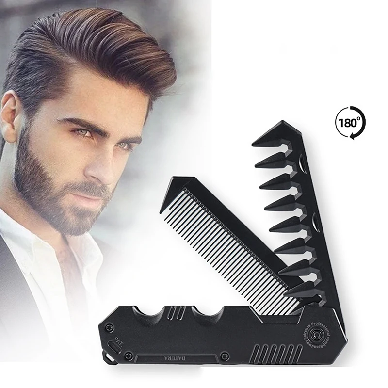 Versatile Foldable Pocket Comb - Wide-Tooth Brush for Men’s Hair/Beard Styling