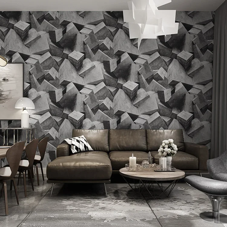 3 d wallpeper Features Retro Industrial Windwear Shop Barbershop Wallpaper Solid Geometry Realistic Wallpape