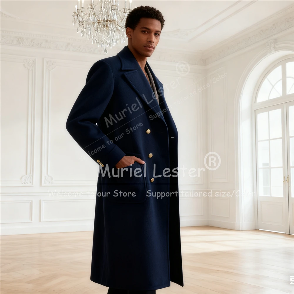 

Красивое темно-синее мужское пальто, длинные твидовые шерстяные пиджаки, индивидуальный пиджак с остроконечными лацканами, наряды для жениха, дня рождения