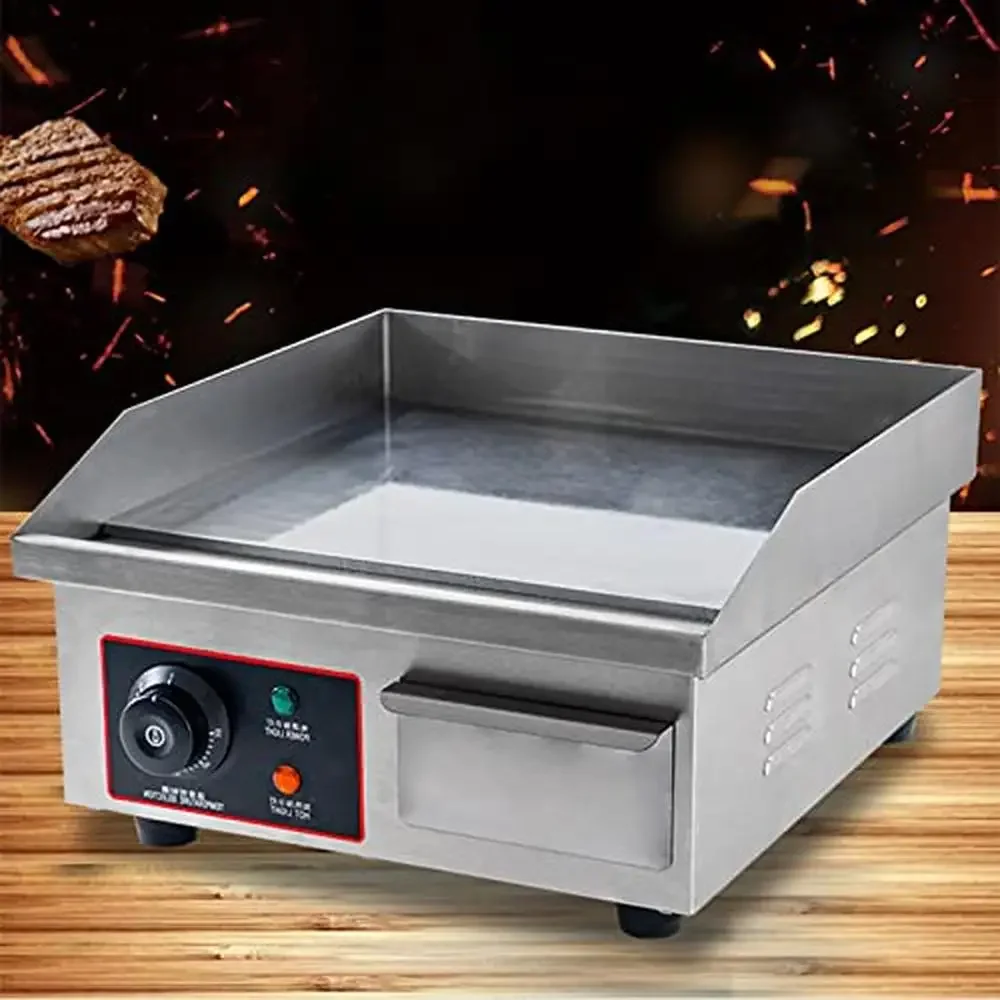 Electric Stainless Steel Countertop Griddle Hot Plate BBQ Non-Stick Teppanyaki Grill Adjustable Thermostatic Control Large