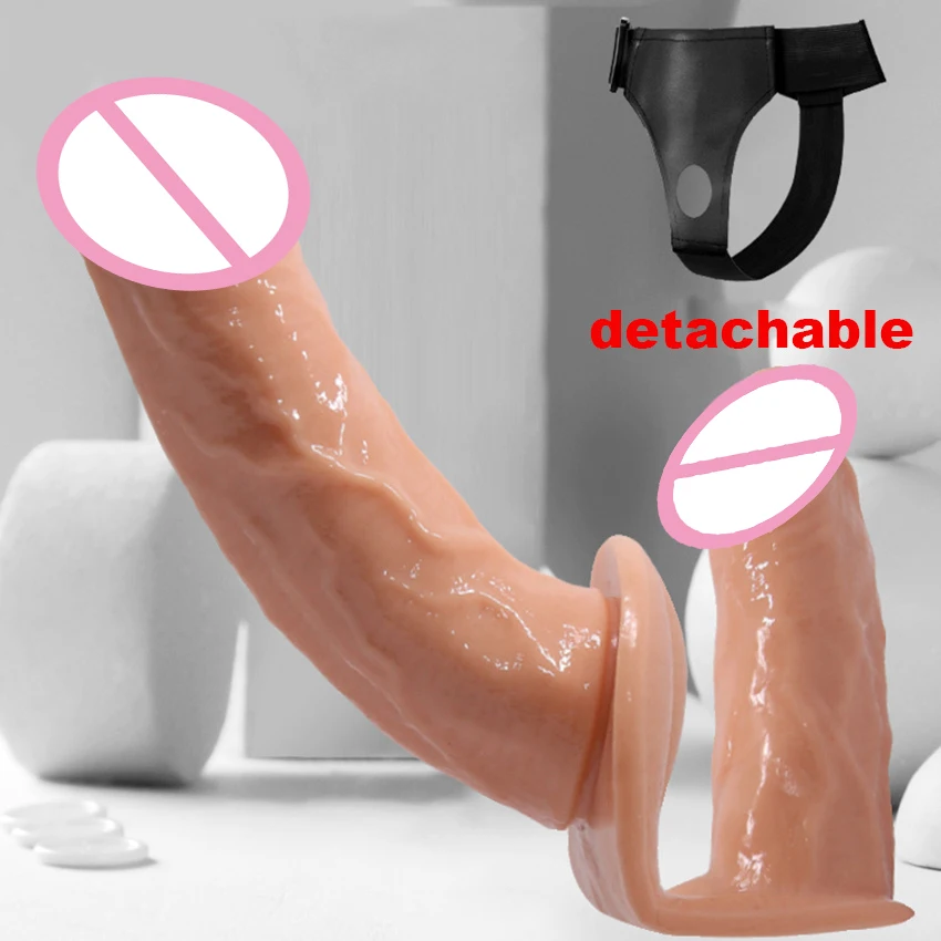 Strap On Realistic Double Dildo Pants For Lesbian Woman Men Couples Dildo Panties For Gay Flesh Purple Dildo Adults Sex Toys18+ view 4