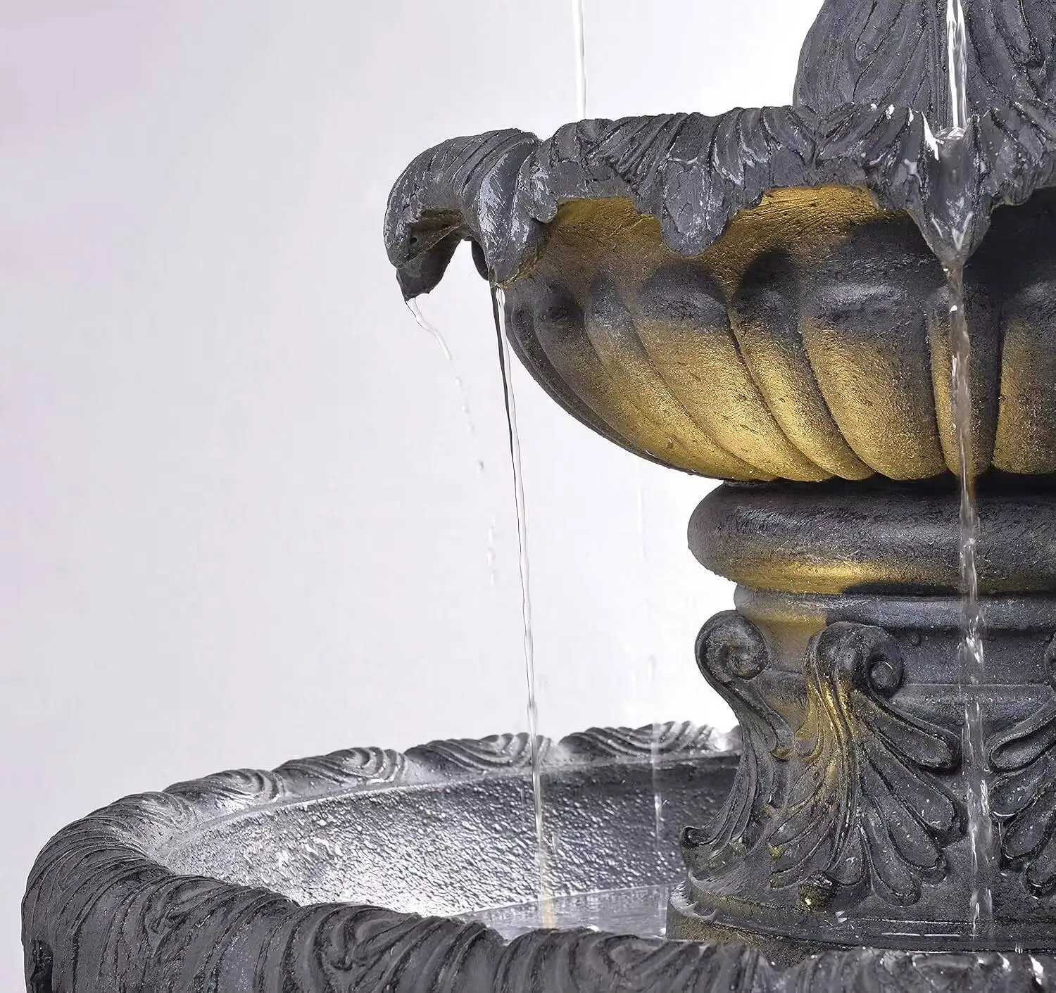 Fonte de piso externa Kenroy Home 51010ZC Ibiza com acabamento cinza, estilo clássico, 45" de altura, 25,5" de largura, 25,5" de profundidade, zinco