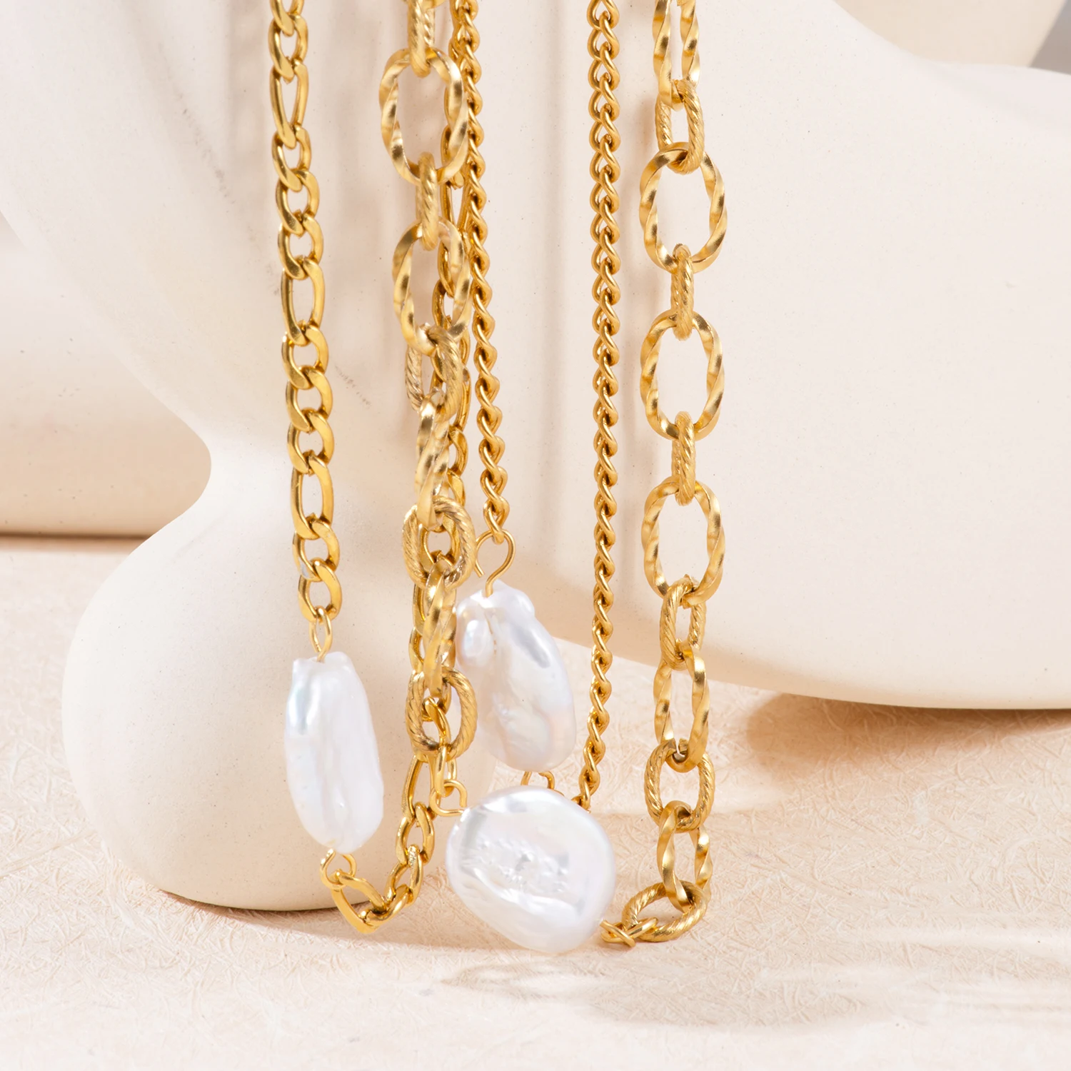 Natural Baroque Pearl Pendant Necklace, Stainless Steel Customizable Length Chain, Hypoallergenic Rustproof Jewelry for Women