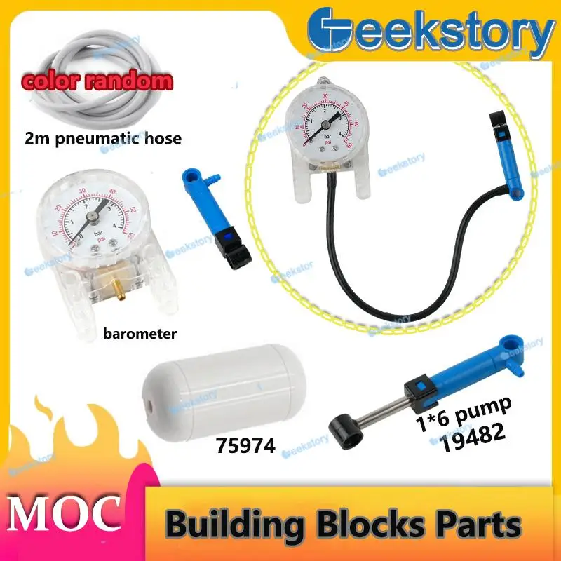 

1*6 Pump Pneumatic 64065 Technology Building Blocks Parts Barometers/Air Tanks/Pneumatic Hoses 19482 MOC Bricks Toys Accessories