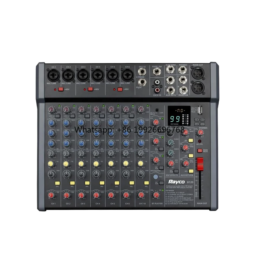 

Professional 12-Way Audio Mixing Console 99DSP Effect DJ Stage Music Audio Video Lighting Professional Mixer
