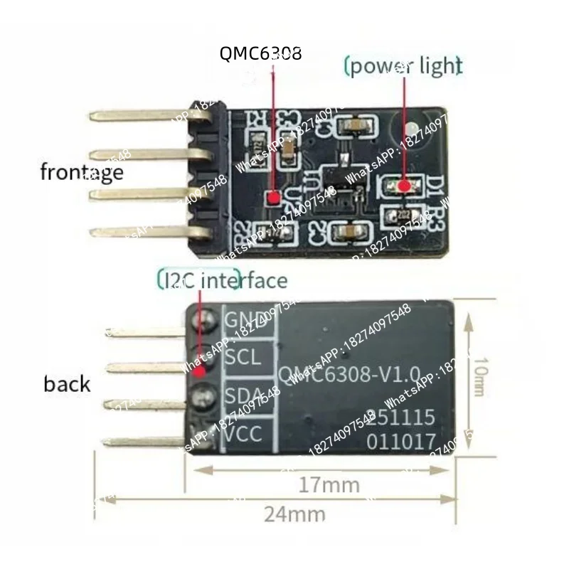 QMC6308 module - 3-axis geomagnetic sensor for high-precision electronic compass - suitable for Arduino/STM32 drones and robots