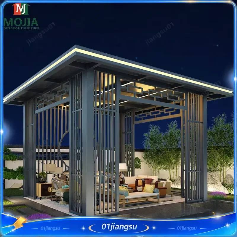 Large Prefabricated Outdoor Garden Pavilion Sunroom for Villa Patio Leisure Gazebo Pergola Home Design Aluminum Glass House
