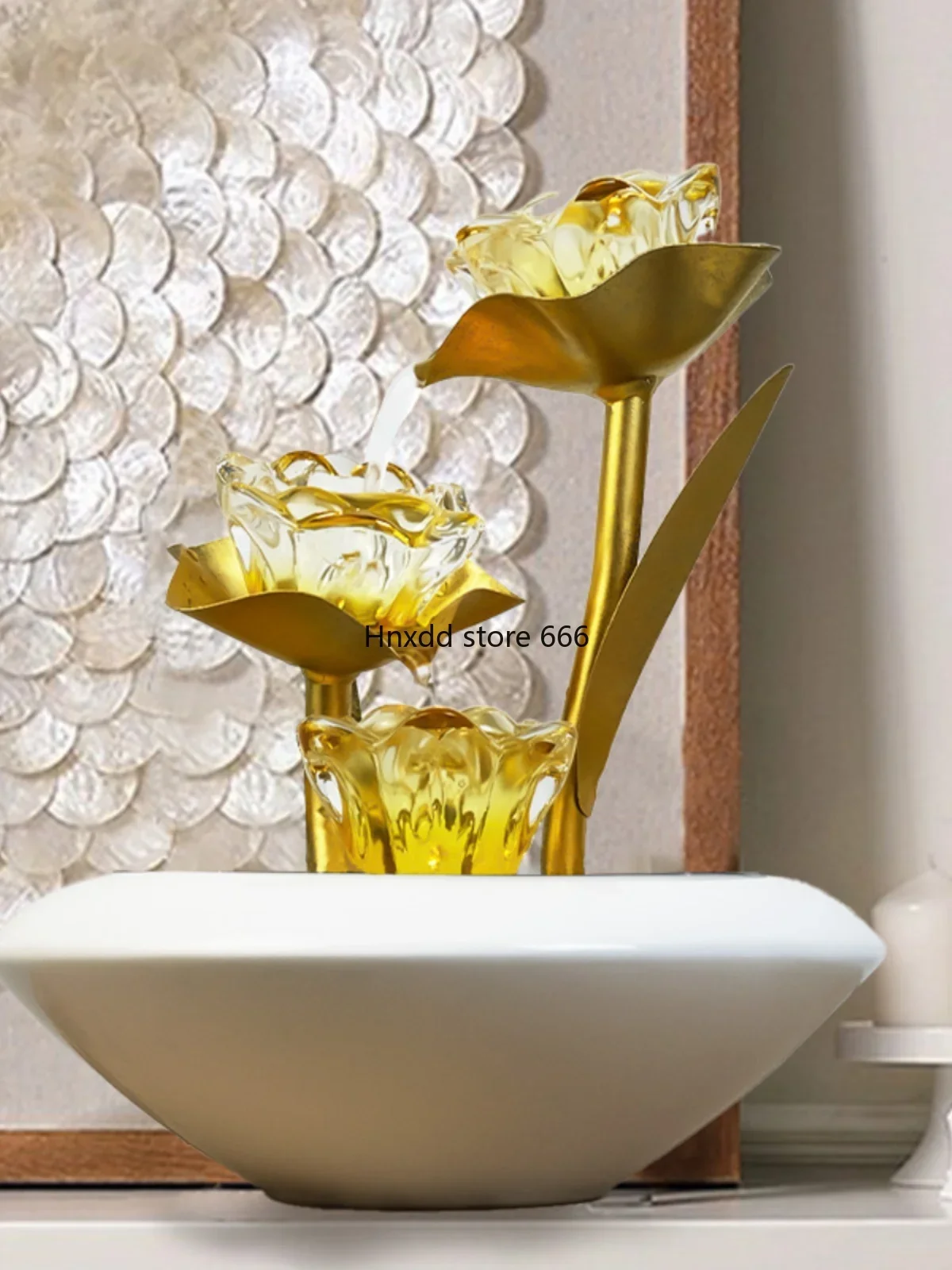 Modern running water ornament crystal lotus small running water