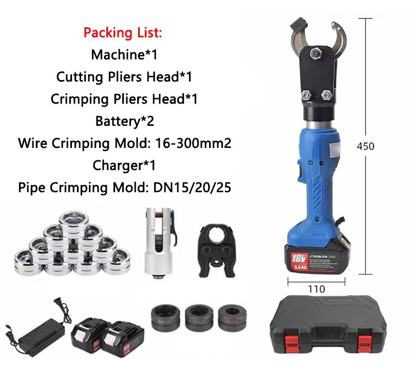 Portable Rechargeable Electric Hydraulic Pliers EP-30C Multifunctional Cable Cutting/Wire Crimping/Stainless Steel Pipe Crimping