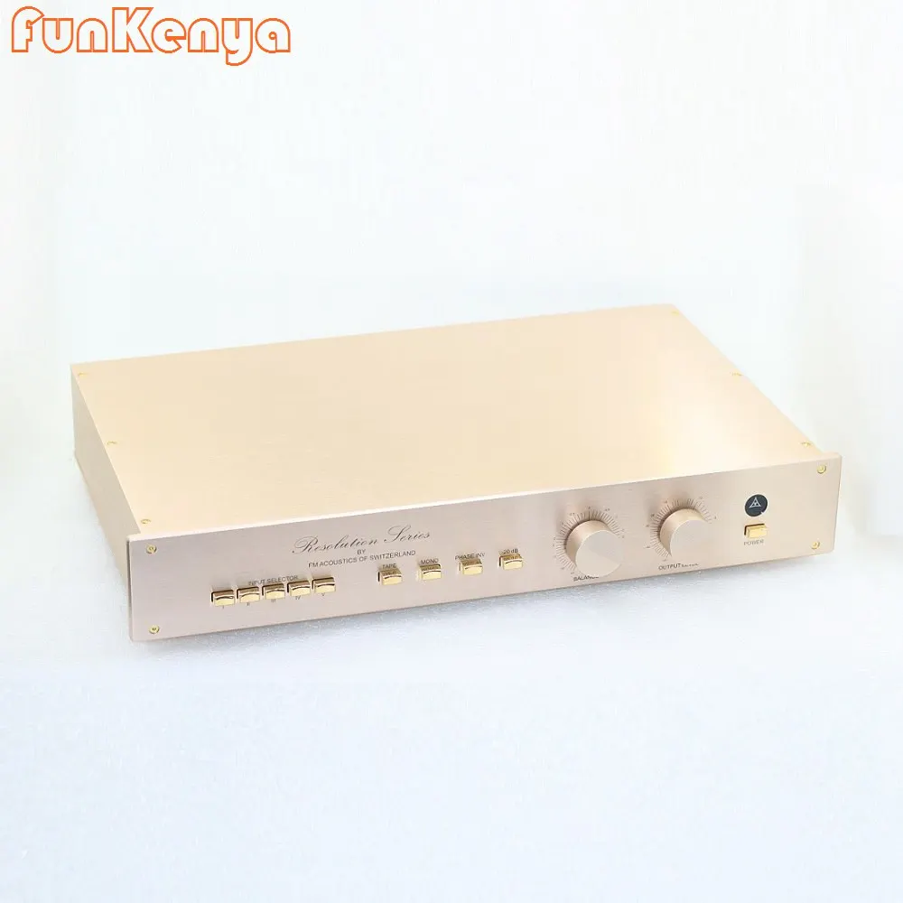 W444 H68 D265 Aluminum Gold Power Supply Chassis Balanced FM255 Preamp Amplifier Housing Preamplifier Shell DAC Decoder Amp PSU