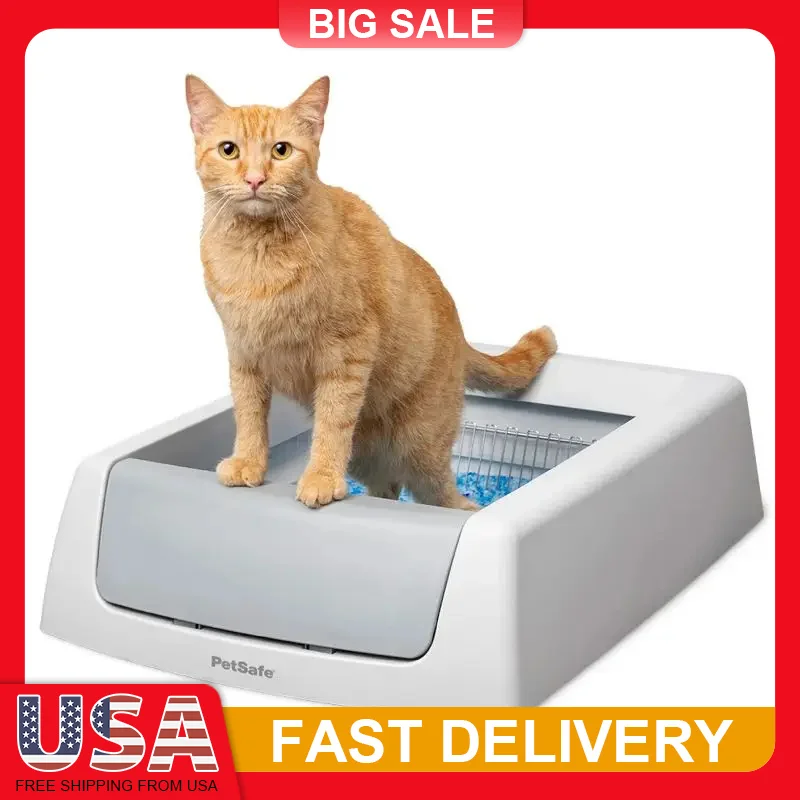 

Self Cleaning Cat Litter Box Automatic Odor Control No Scoop Required Crystal Litter Tray Low Tracking Dust Free for Indoor Cats
