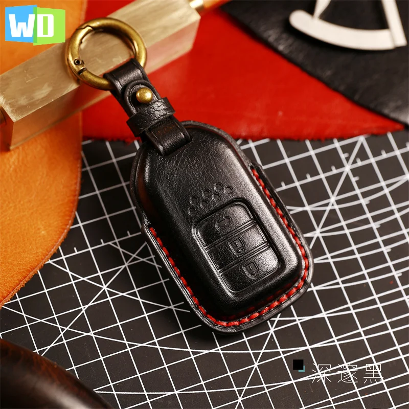 

Leather Car Remote Key Case Cover Shell For Honda CRV XR-V CR-V Pilot Accord Civic Jazz Jade HR-V HRV City Fit Freed Odyssey