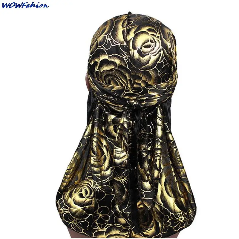  Men's Durags Hip Hop Bandana Pirate Cap  Satin Long-Tailed Headband Cap Hair Protection Pirate Caps Turban Hat Hijab Bonnet