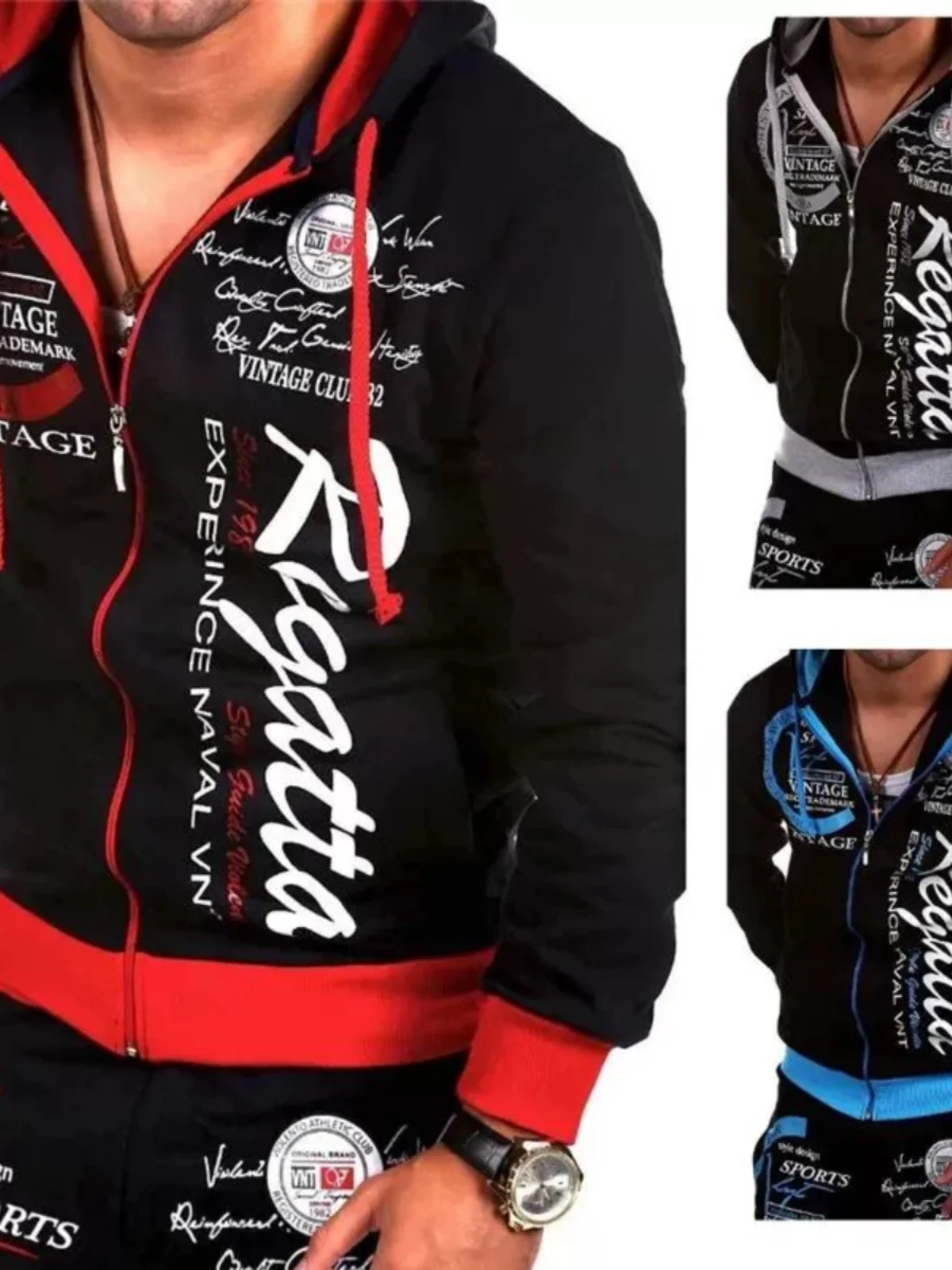 Combinaison de sport imprimée coupe ample, motif de lettres, ensemble de vêtements de sport décontractés, sweat-shirt Long et pantalon Long pour jeunes hommes