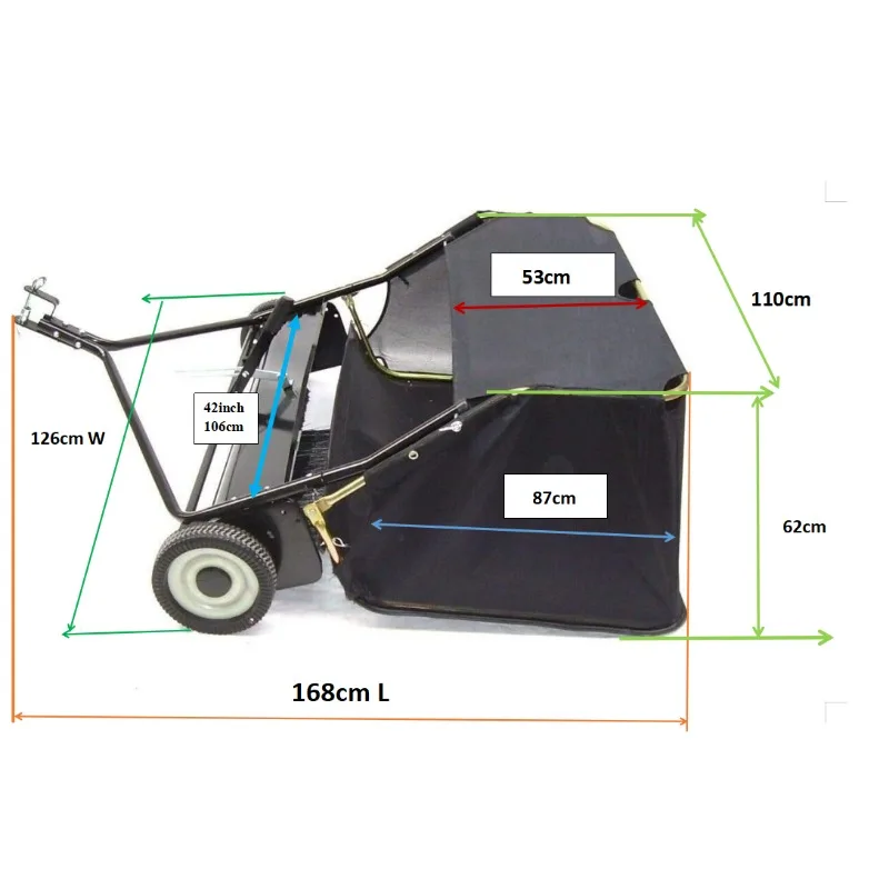 Pengumpul Daun Derek Rumput Tarik Di Belakang Penyapu Rumput Besar