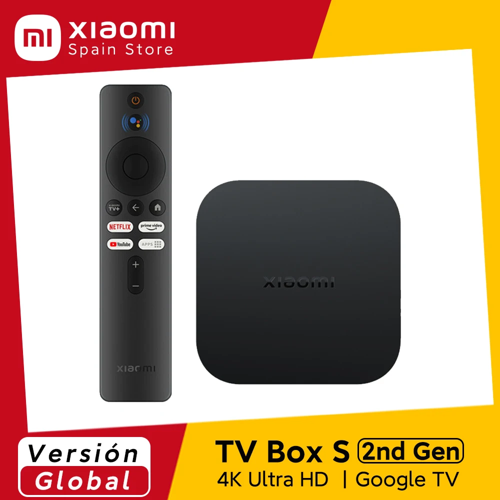 Global Version Xiaomi TV Box S (2nd Gen) 4K Ultra HD Streaming Media Player HDR 2GB 8GB WiFi Google TV Netflix Smart TV Box