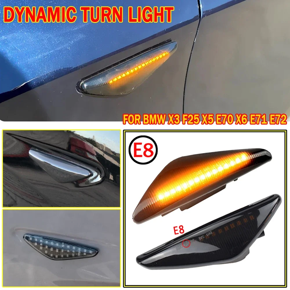 For BMW X3 F25 X5 E70 X6 E71 E72 2008-2014 Dynamic LED Turn Signal Side Marker Lights Fender Lamp Sequential Indicator Lamps