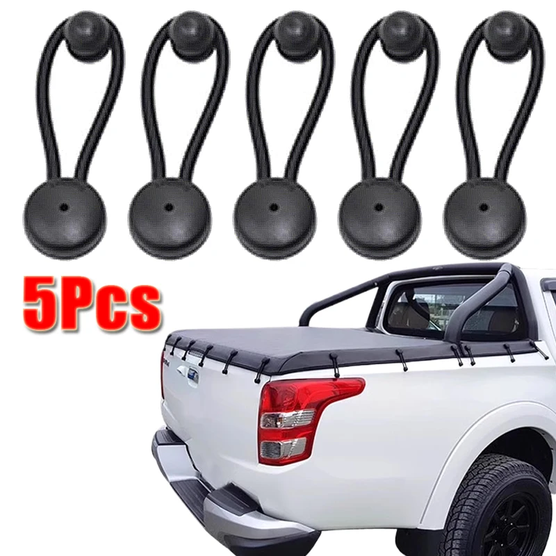 

5Pcs Bungee Shock Cord Clip With Knobs Pull Tie Down Tarp Canvas Knobs For Camping Tents Awning Car Cover Holding Wire Hoses