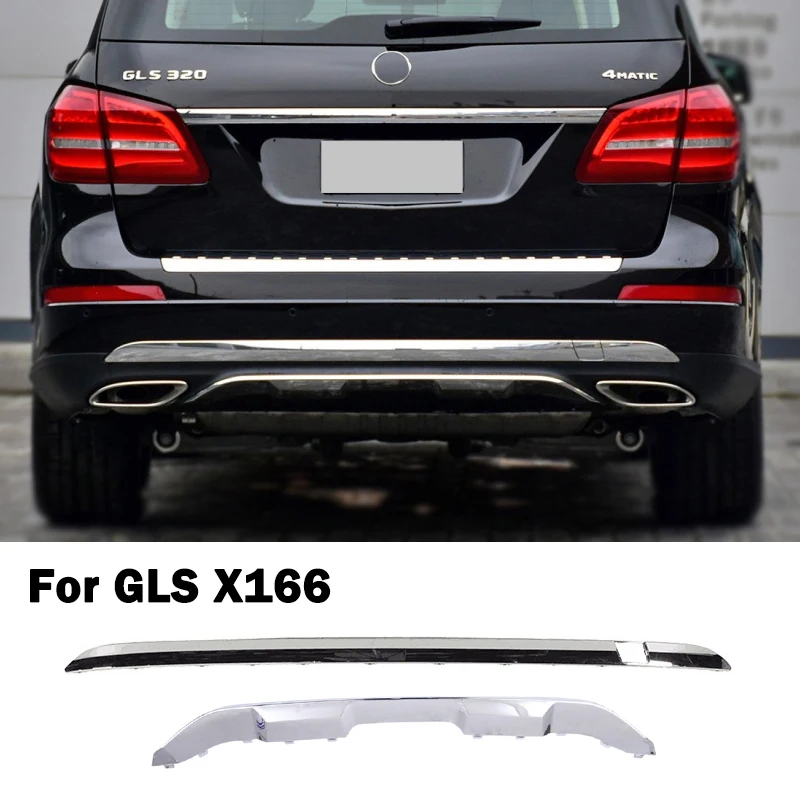 

A1668852474 A1668857622 Chrome Chromium Trim Rear Bumper Spoiler Diffuser For Mercedes Benz GLS X166 W166 GLS320 GLS400 GLS350d