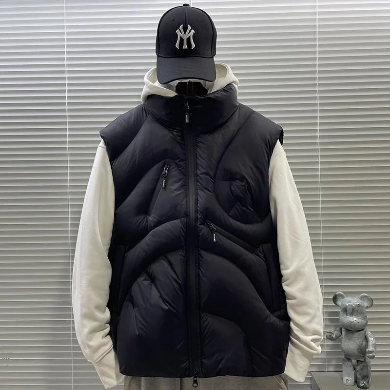 

Новая зимняя свободная повседневная жилетка из искусственного пуха с воротником-стойкой, белая, модная, универсальная, с подплечниками