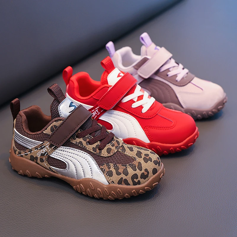 Kids'Casual Shoes PU Leather Fashion Autumn Flat Running Shoes For Children Anti-slip Breathable Red Purple Shoes Size 26-36