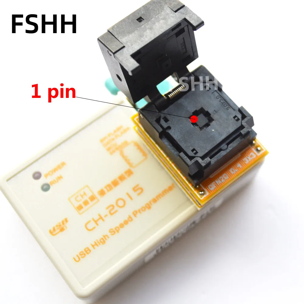 CH2015 programmer+QFN20 to DIP8 adapter for ATtiny24/tiny25/tiny44/tiny45/tiny84/tiny85 AVR chip USB High speed programmer