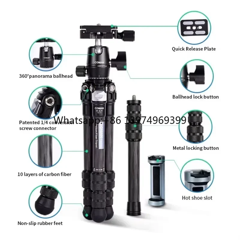 TSC10A20 CNC Carbon Fiber  Mini Portable Tripod for Dslr  Live Broadcast Wholesale Factory Supply factory