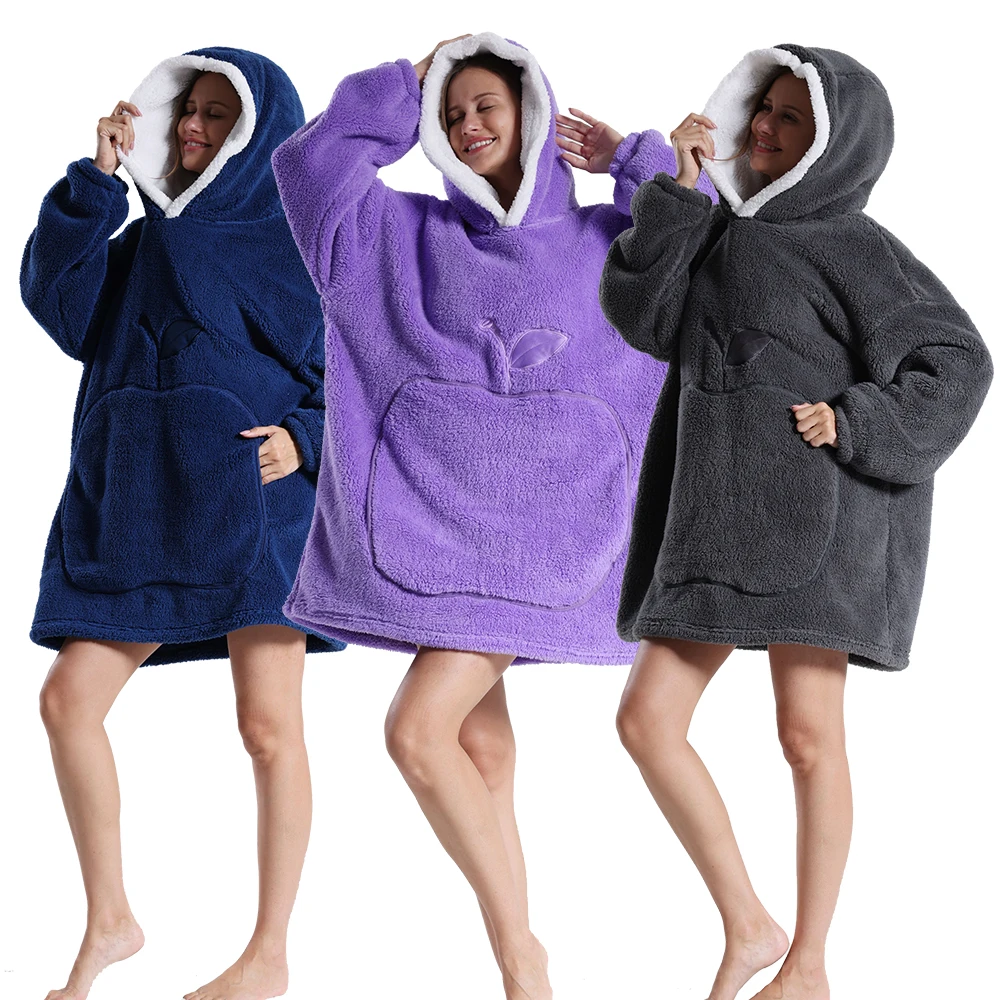 Plus Size Sweatshirt Women Pink Winter Hoodies Luxury Designer Fleece Giant TV Blanket With Sleeves Pullover Oversized Men Hoody