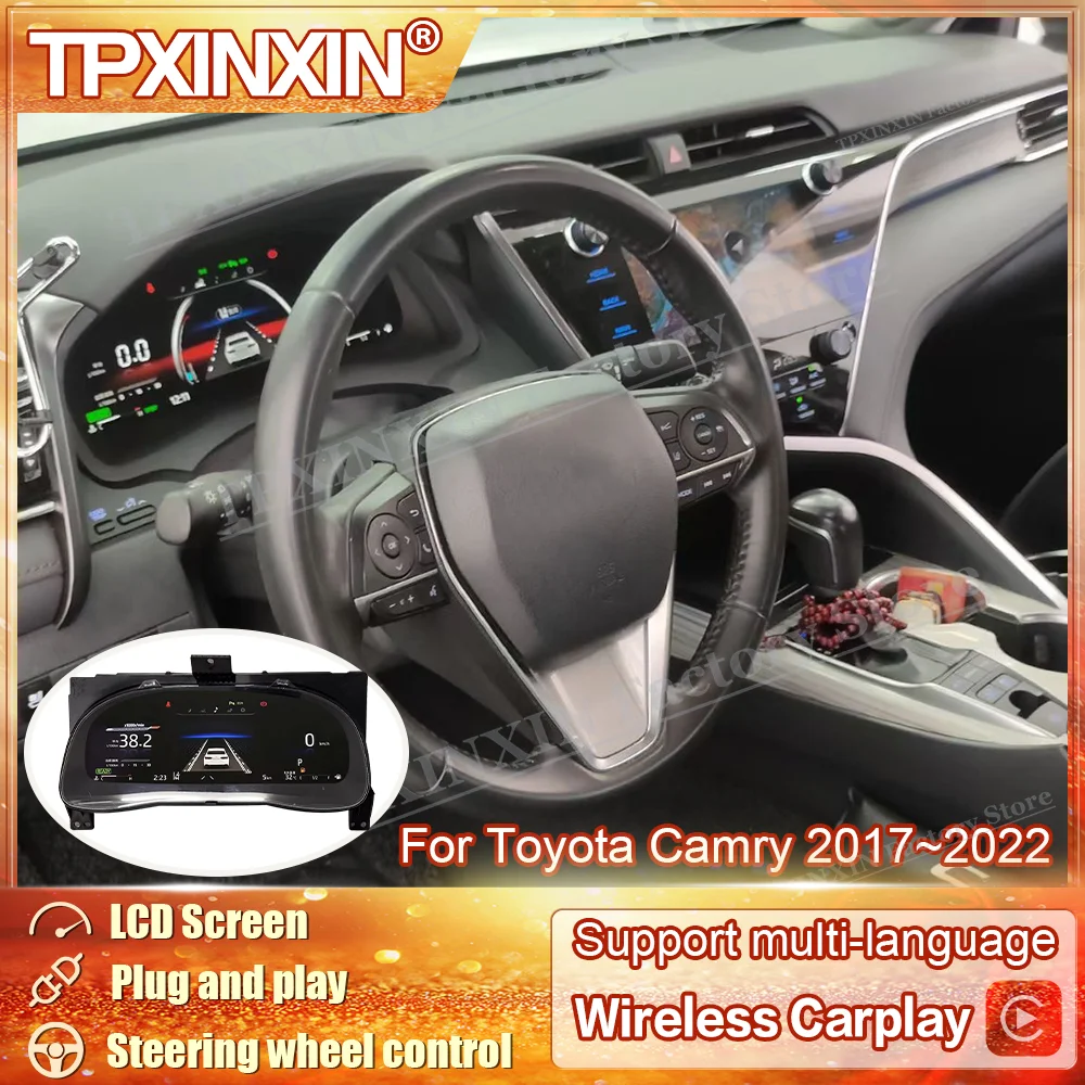 

1920*720 Car Digital Cluster Virtual Cockpit Odometer Screen For Toyota Camry 2017~2022 Upgrade Dashboard Panel Speed Meters