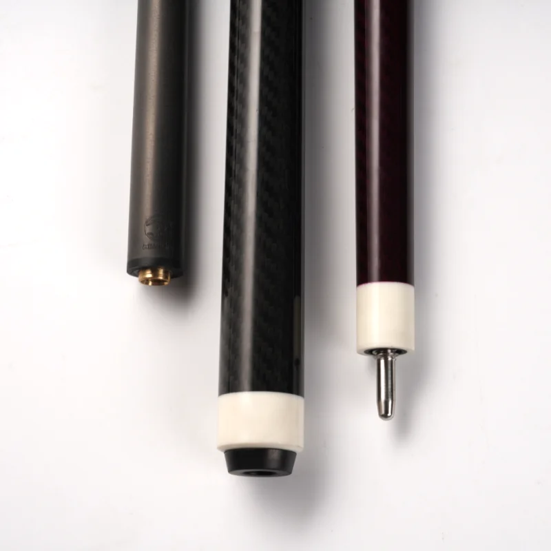 

3K carbon fiber cue for pool & snooker, adjustable tips, Uniloc joint, 57/58 inches.