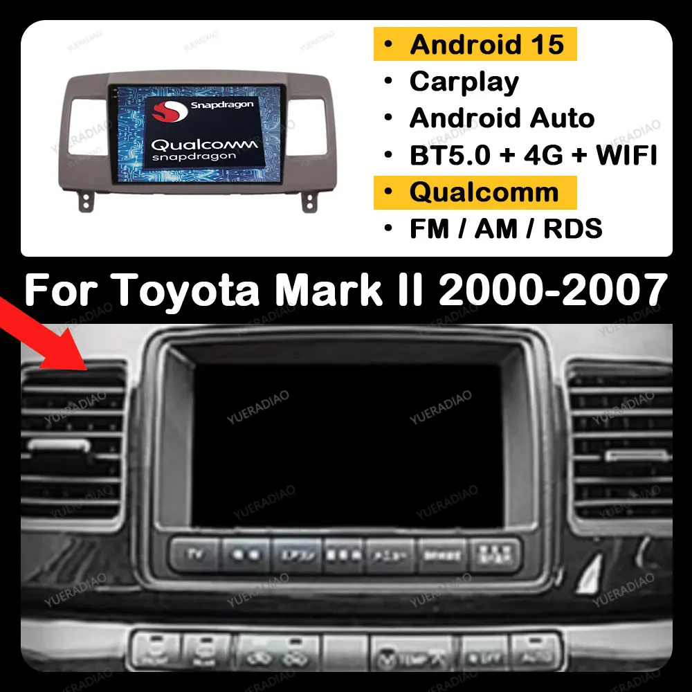 

Android 15 Car Radio For Toyota Mark II 9 X110 2000 2001 2002 20003 2004 2005 2006 2007 Head Unit 4G WIFI 2DIN QLED BT GPS NAVI